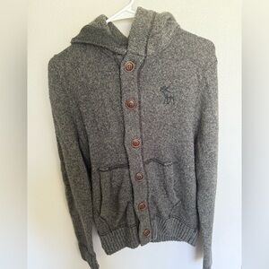 Abercrombie & Fitch Gray Hooded Cardigan Grandpa core Size L